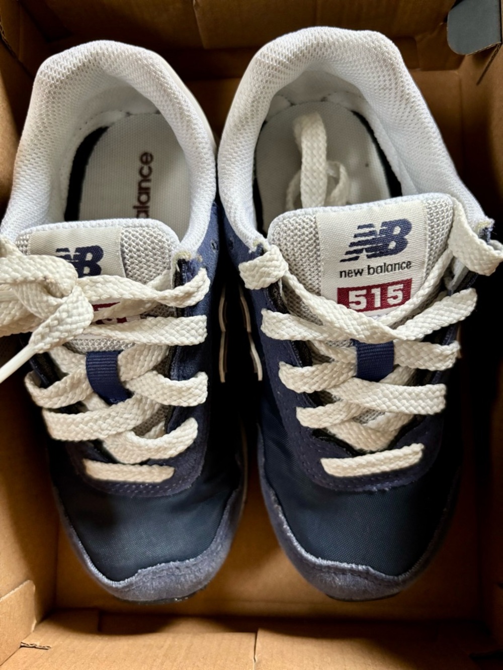 New Balance Kids Navy and White 515 Lace-Up Sneakers